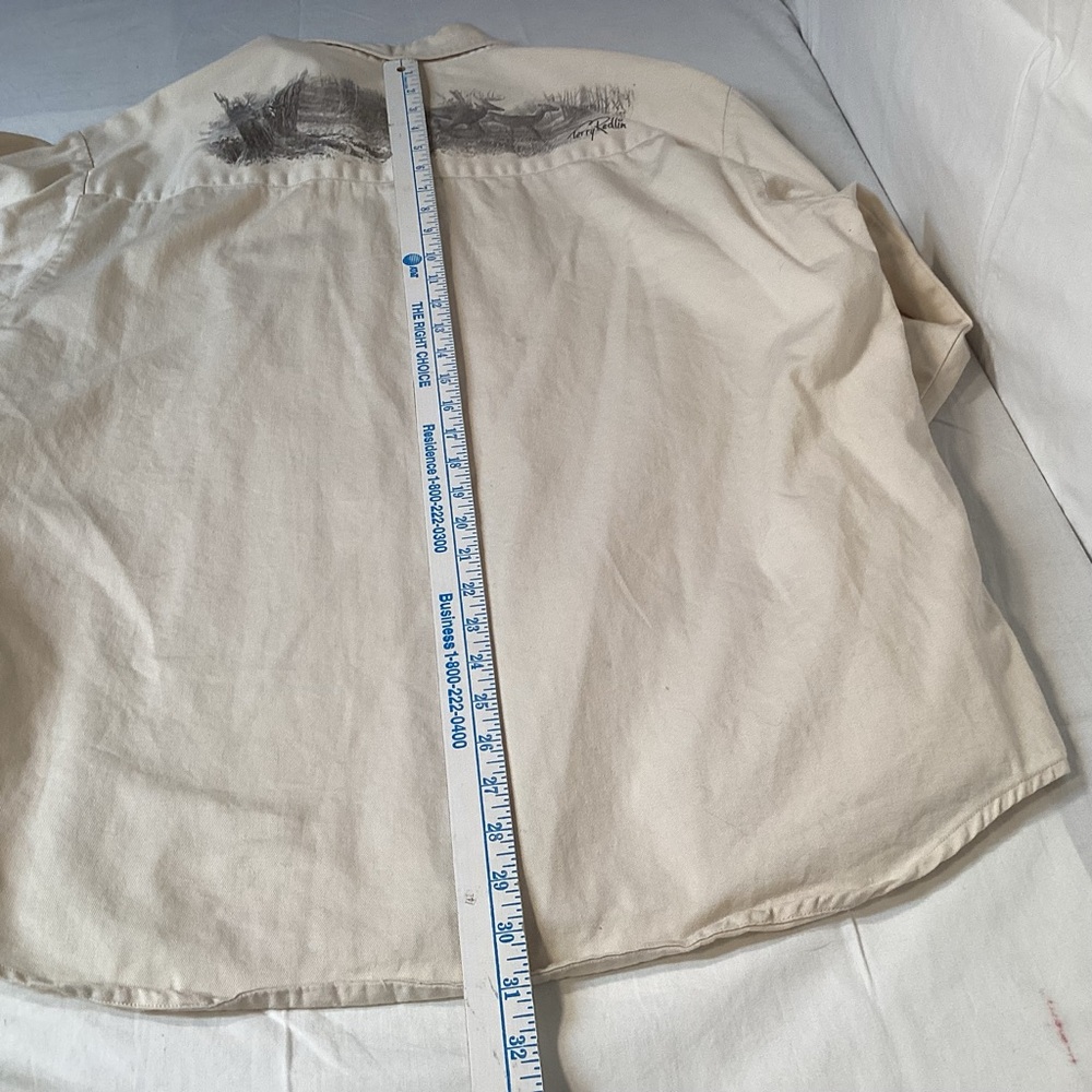 Terry Redlin Graphic Deer Scene Cream Button Down Shirt Men’s Size Large by LAL - Picture 14 of 14